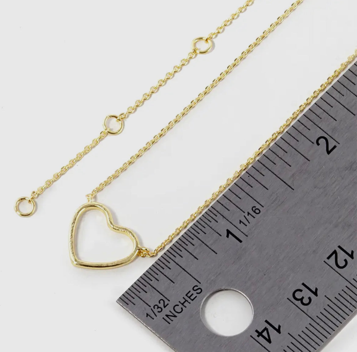 Gold Open Heart Pendant Necklace