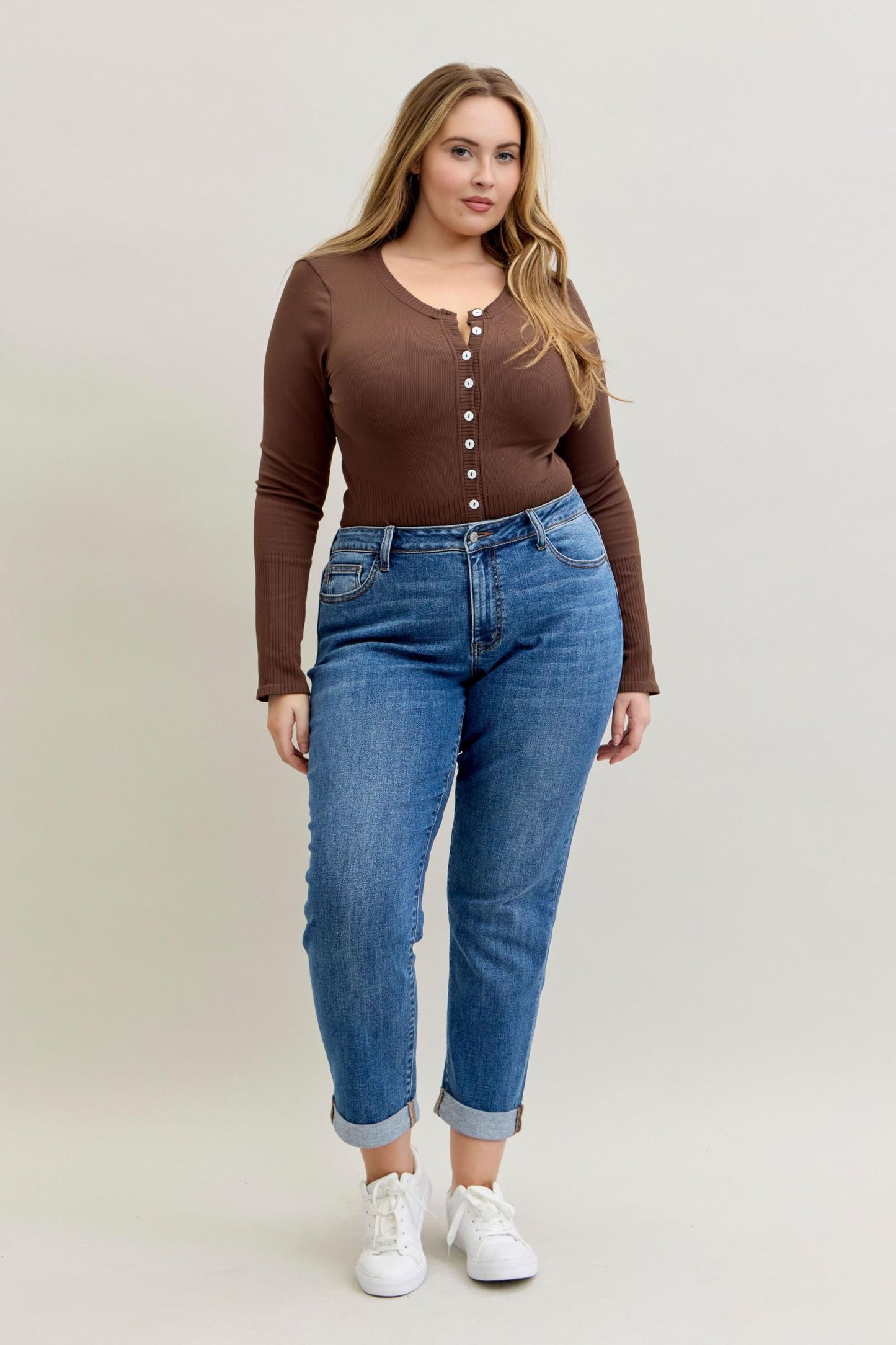 Judy Blue Heather Mid-Rise Boyfriend Fit Jeans (JB 82685)