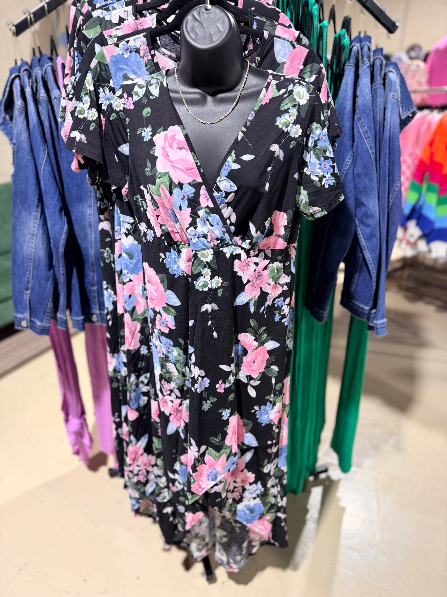 Black Garden Party Faux Wrap Dress