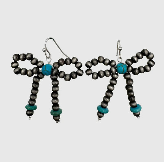 Desert Pearl + Turquoise Bow Earrings