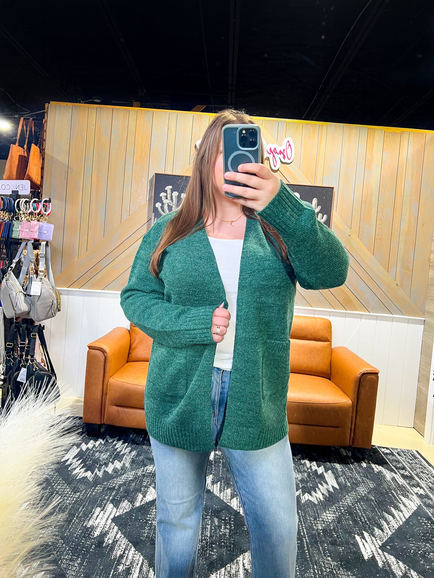 Dark Green Sweater Cardigan