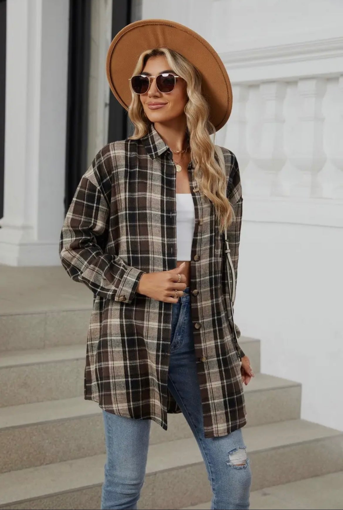 Brown Plaid Shacket