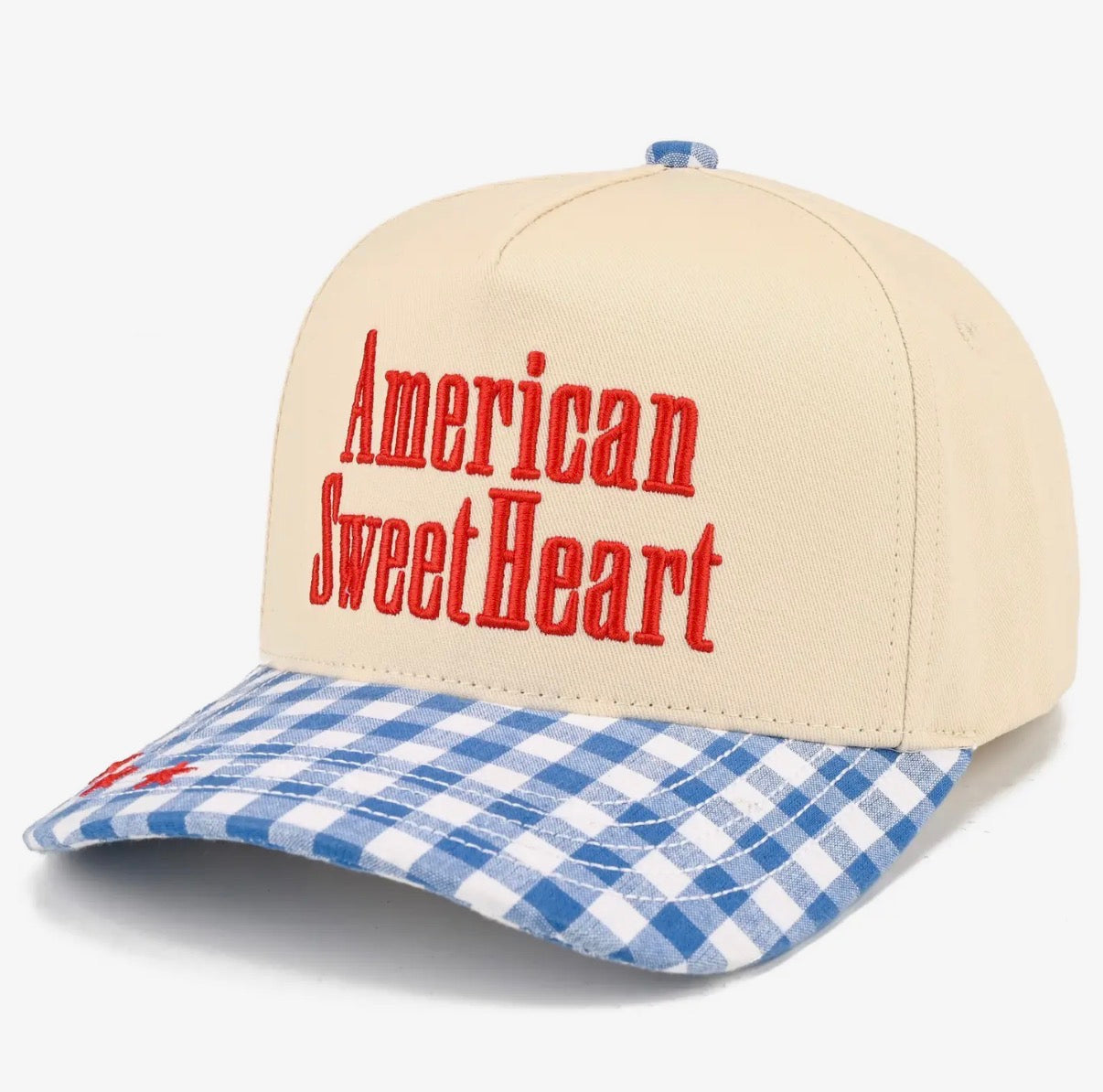 American Sweetheart Gingham Embroidered Trucker Hat