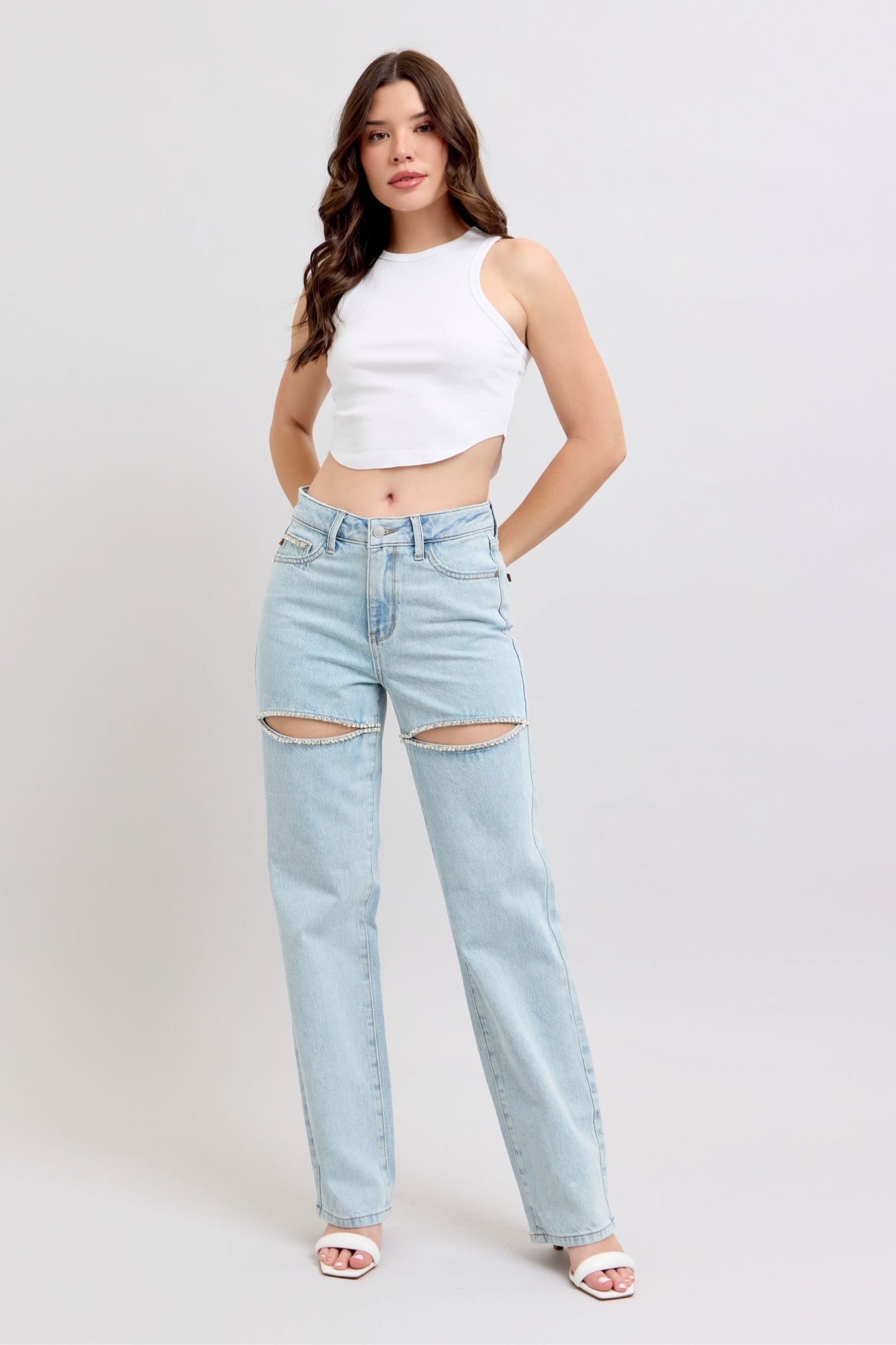 Judy Blue Taylor Rhinestone Cutout Jeans (JB 88954)