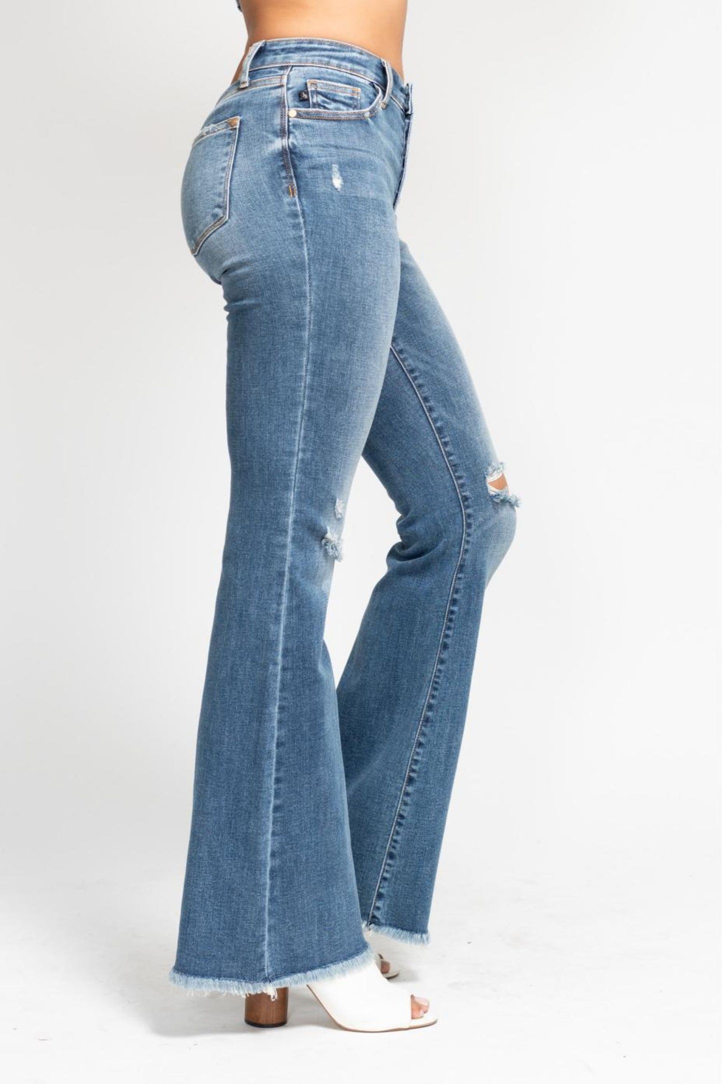 Judy Blue Robyn Mid Rise Buttonfly Flare Jeans (JB 82638)