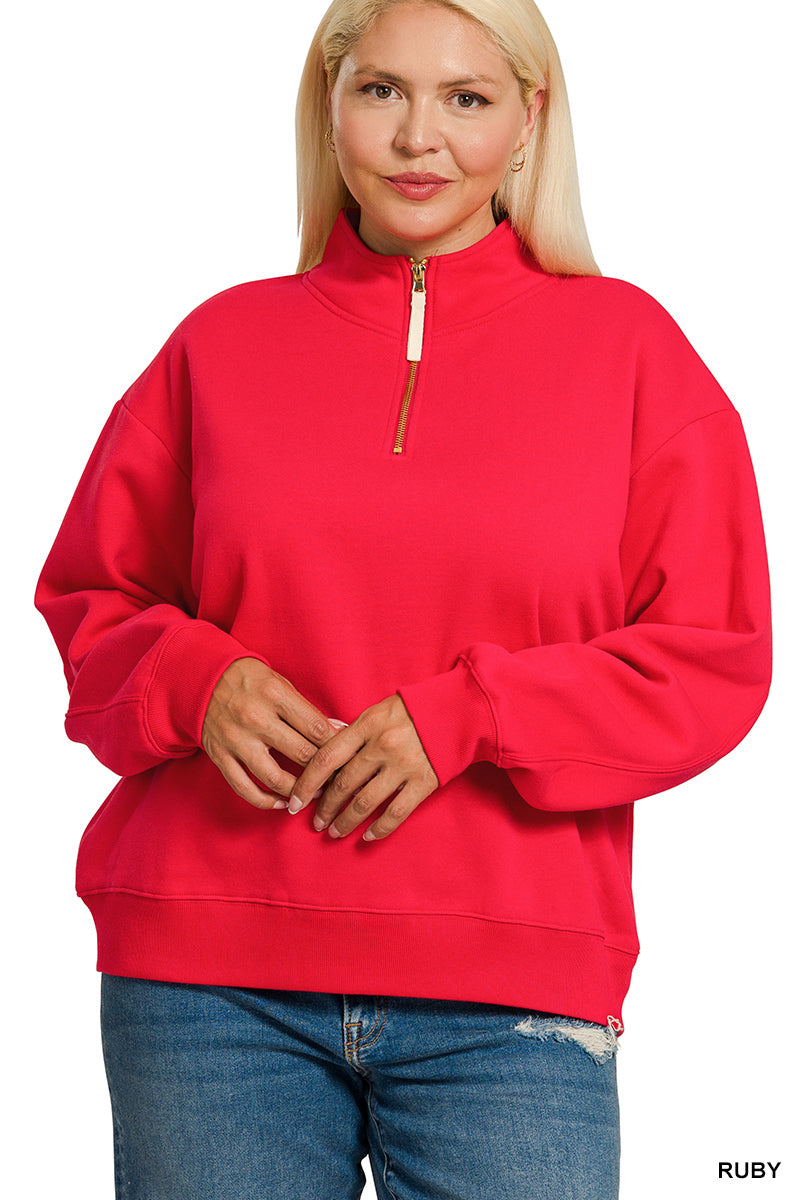 Ruby Red Fleece 1/4 Zip Pullover
