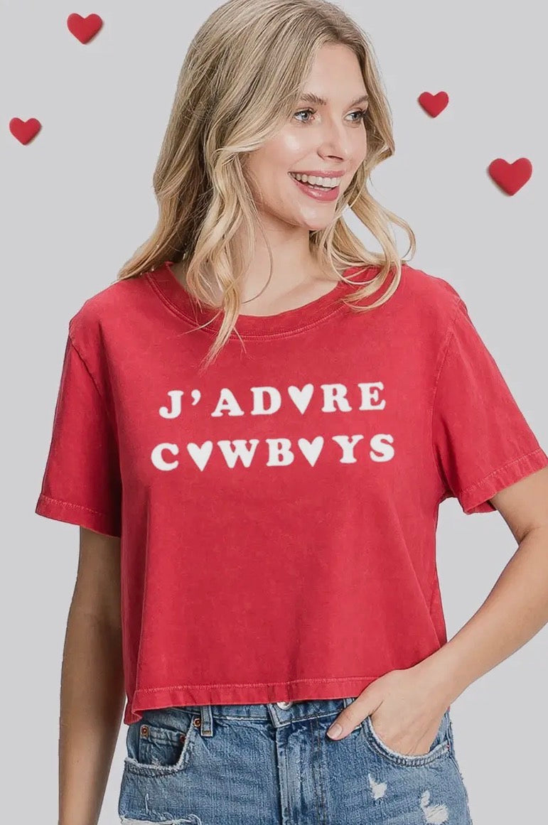 J’adore Cowboys Premium Mineral Wash Cropped Tee