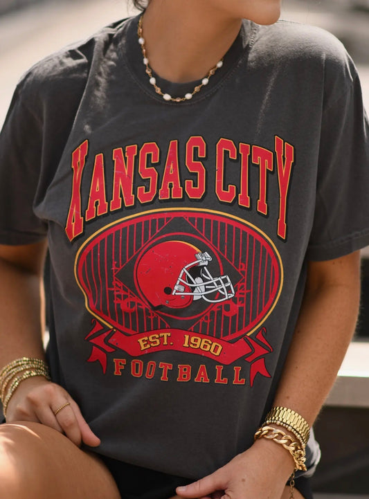 Vintage KC Football Pepper Comfort Colors Tee