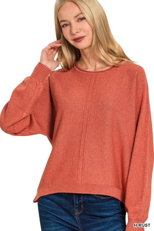 Heather Rust Viscoe Front Seam Long Sleeve