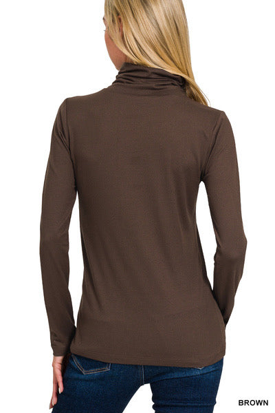 Brown Solid Turtleneck