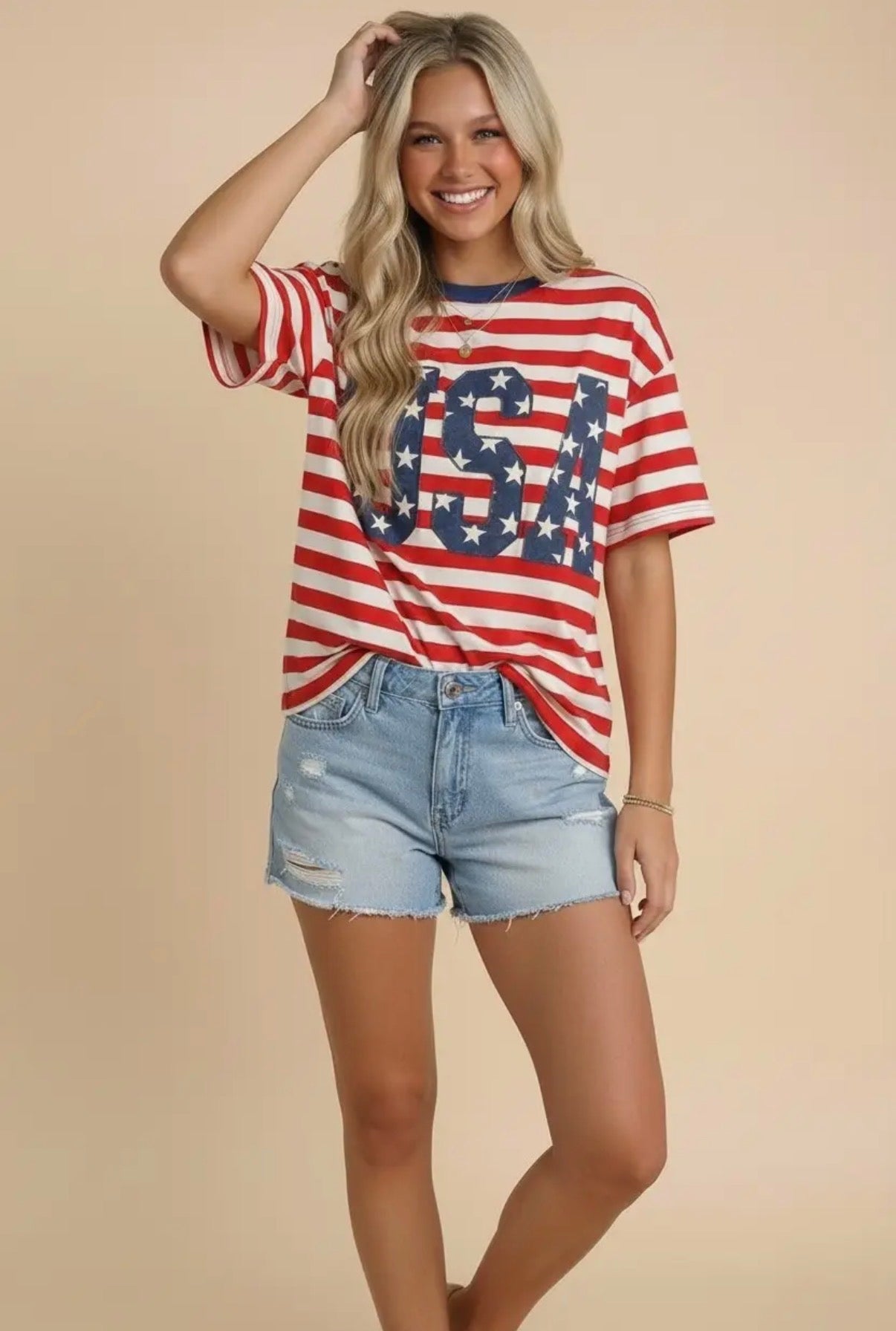 Red Stripe USA Top