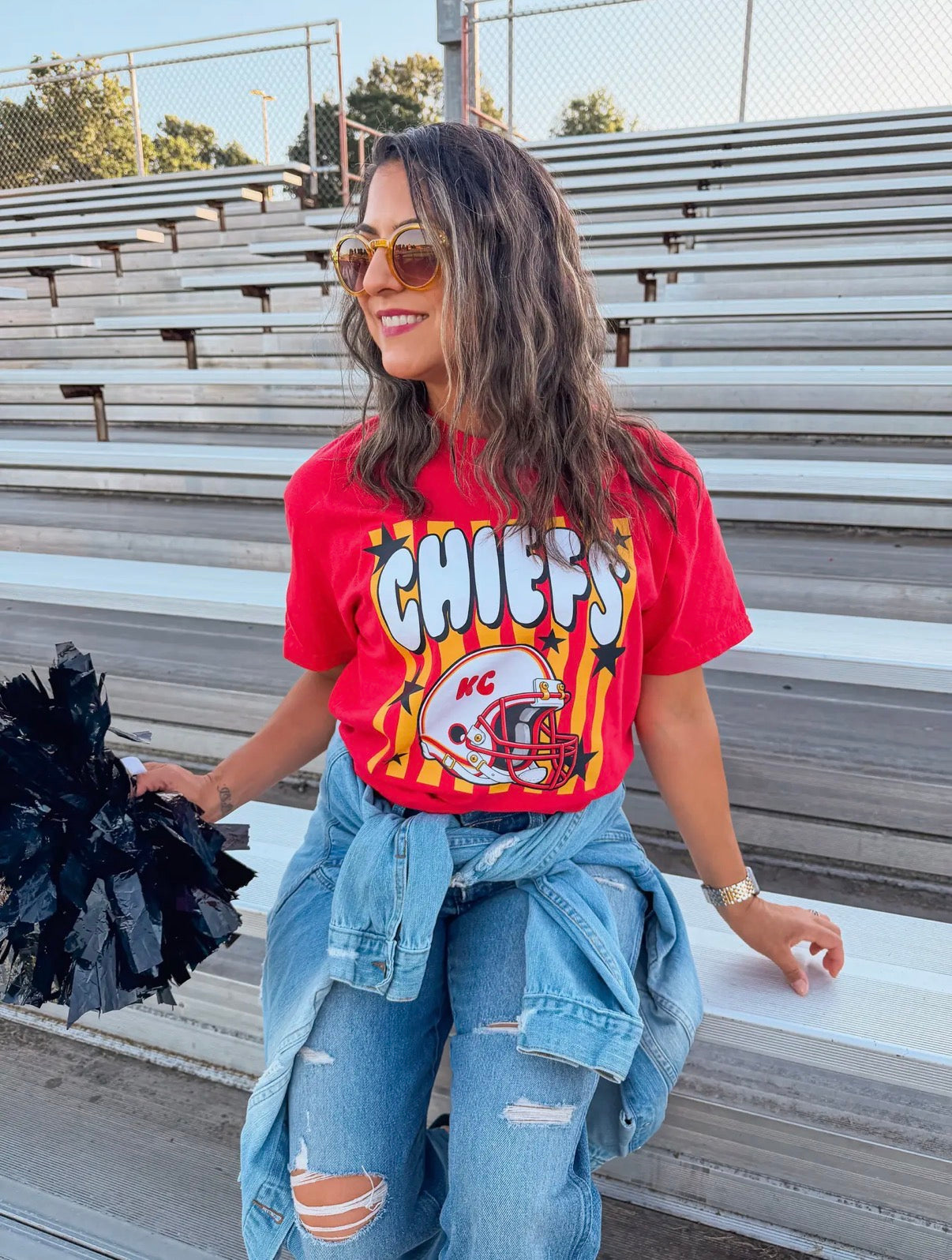 Chiefs Retro Bubble Letters Comfort Colors Tee