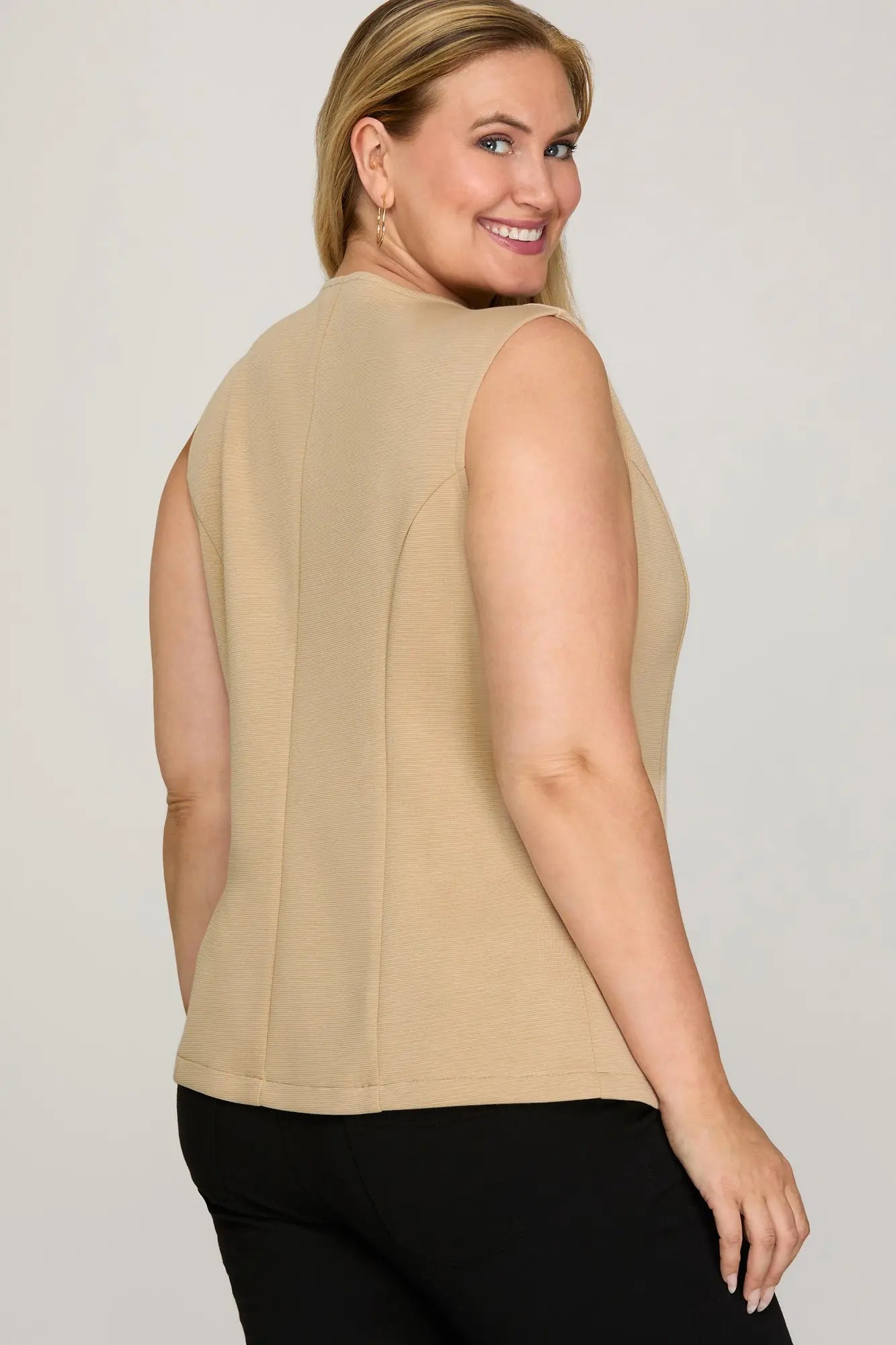 Taupe Chic Button Front Vest Top