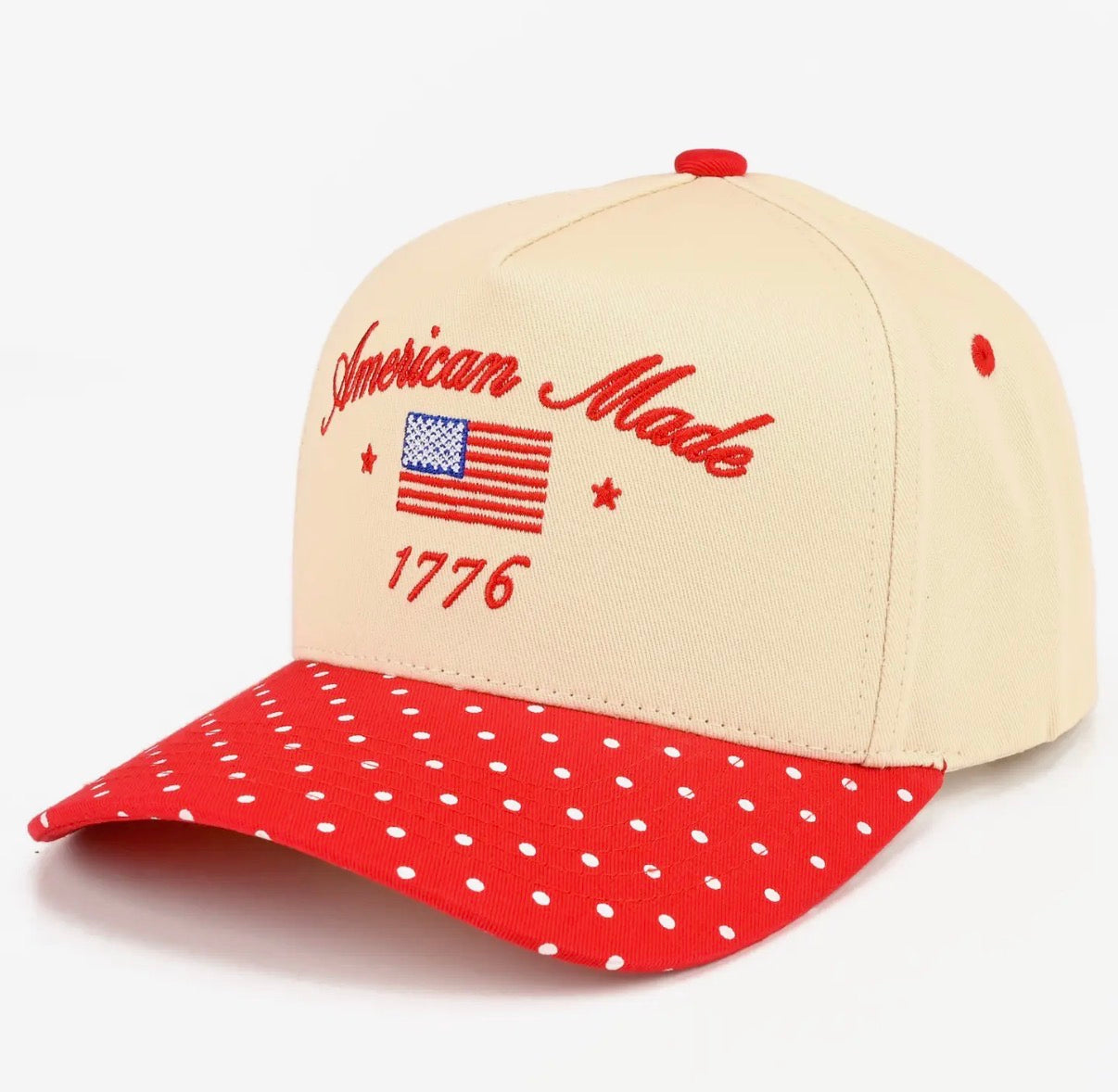 American Made Polka Dot Embroidered Trucker Hat