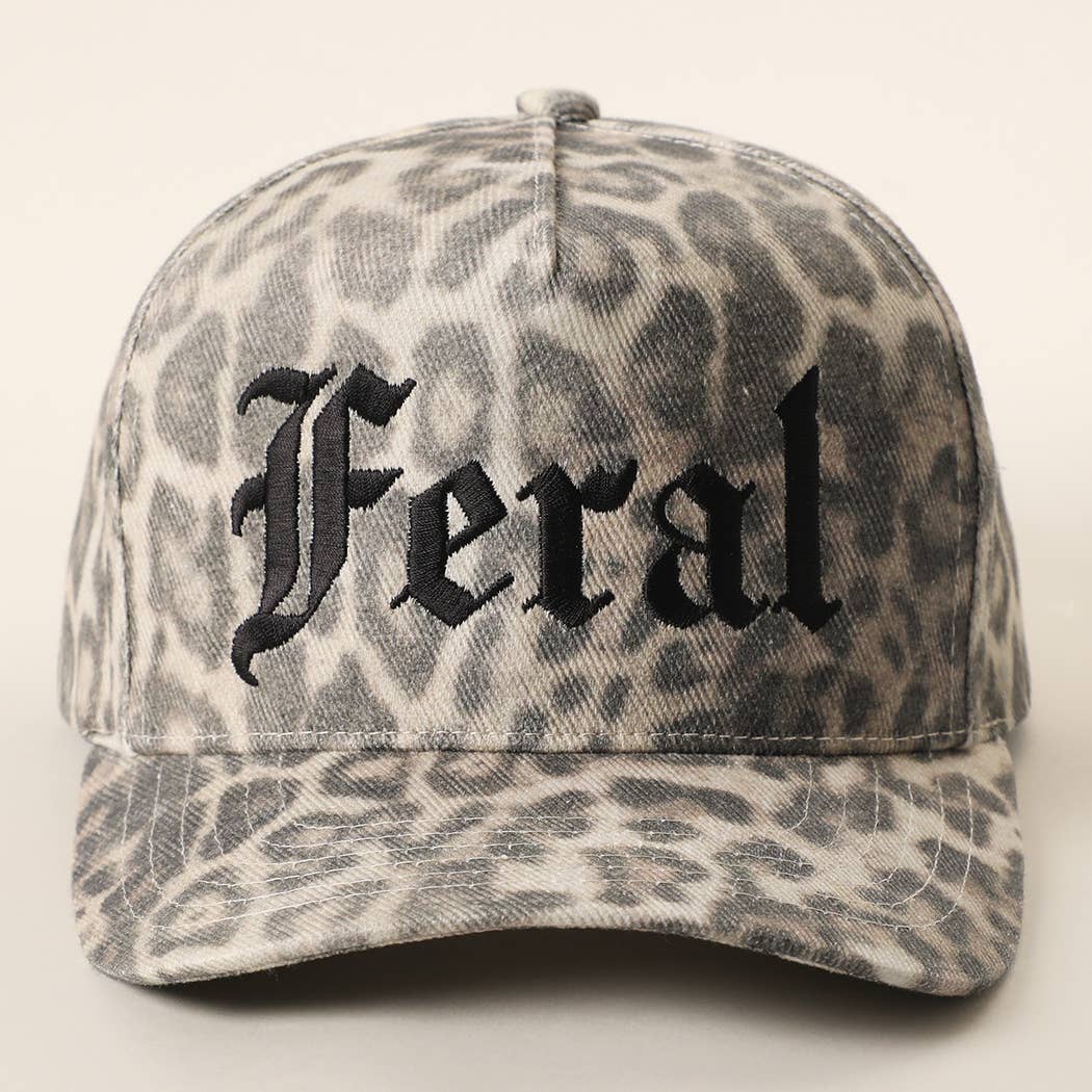 Feral Embroidered Leopard Print Trucker Hat