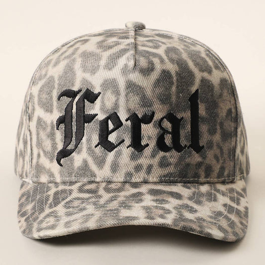 Feral Embroidered Leopard Print Trucker Hat