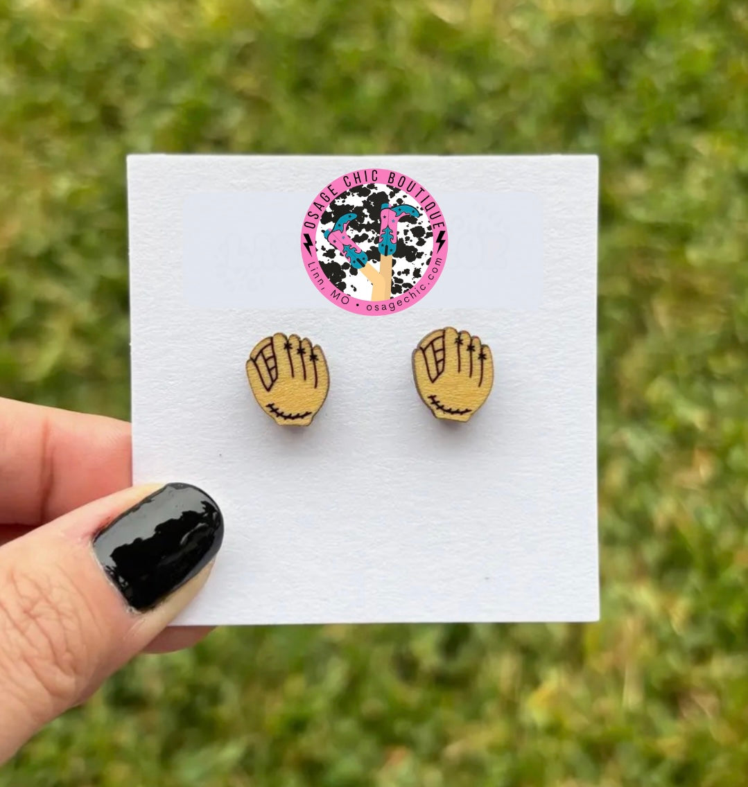 Baseball or Softball Glove Stud Earrings