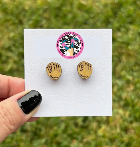Baseball or Softball Glove Stud Earrings