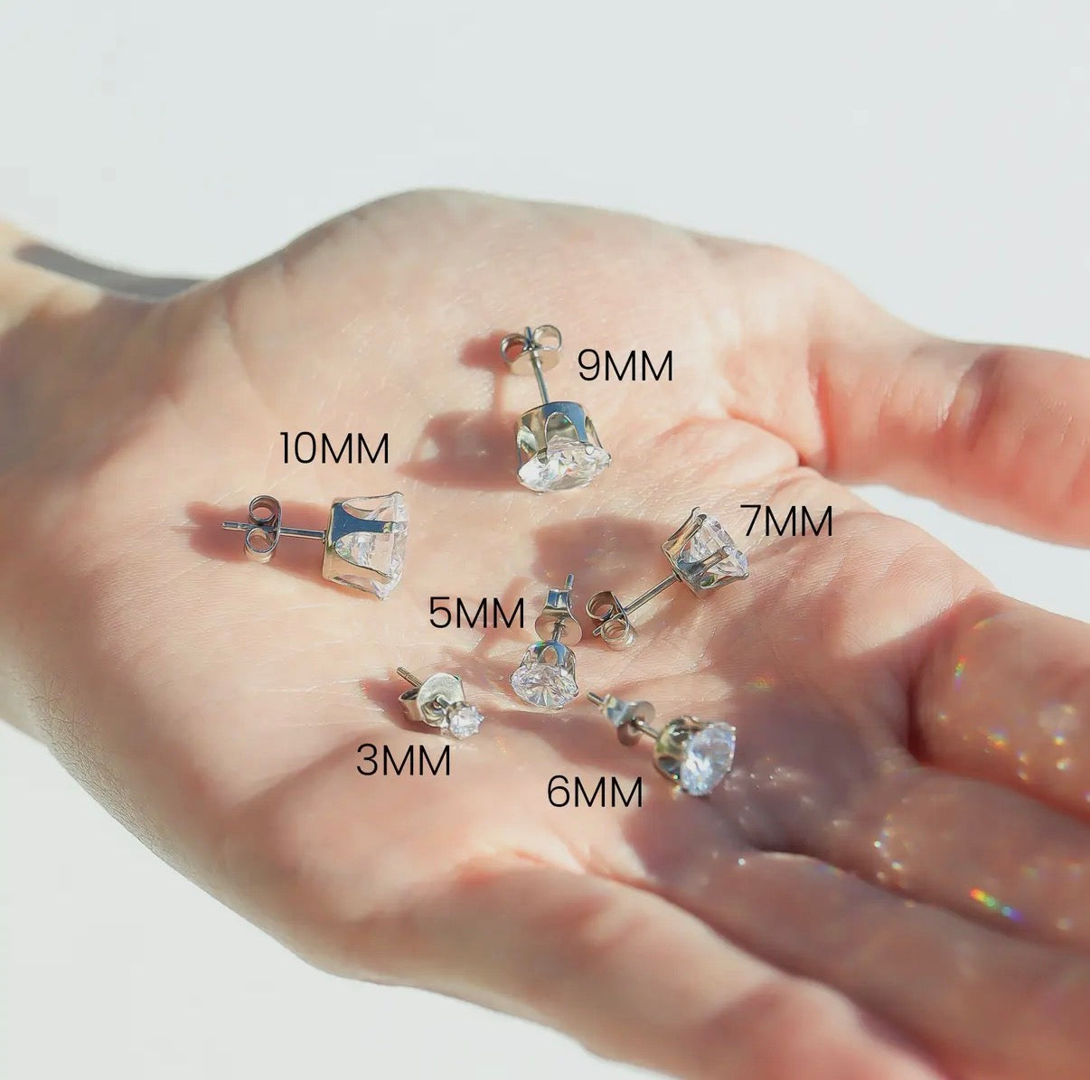 Stainless Steel Round CZ Stud Earrings Set