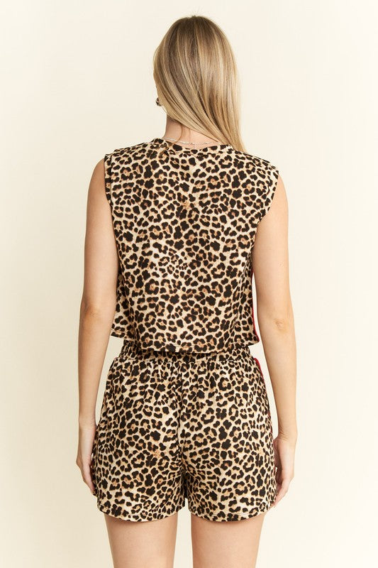 Red Stripe Leopard Set