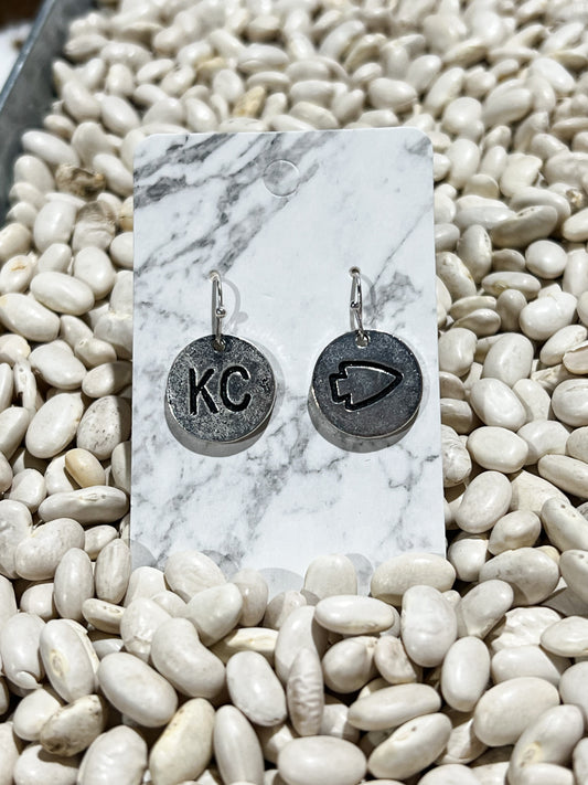 Hammered Silver KC Charm Earrings