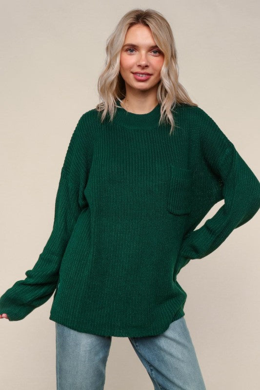 Hunter Green Relaxed Knit Sweater