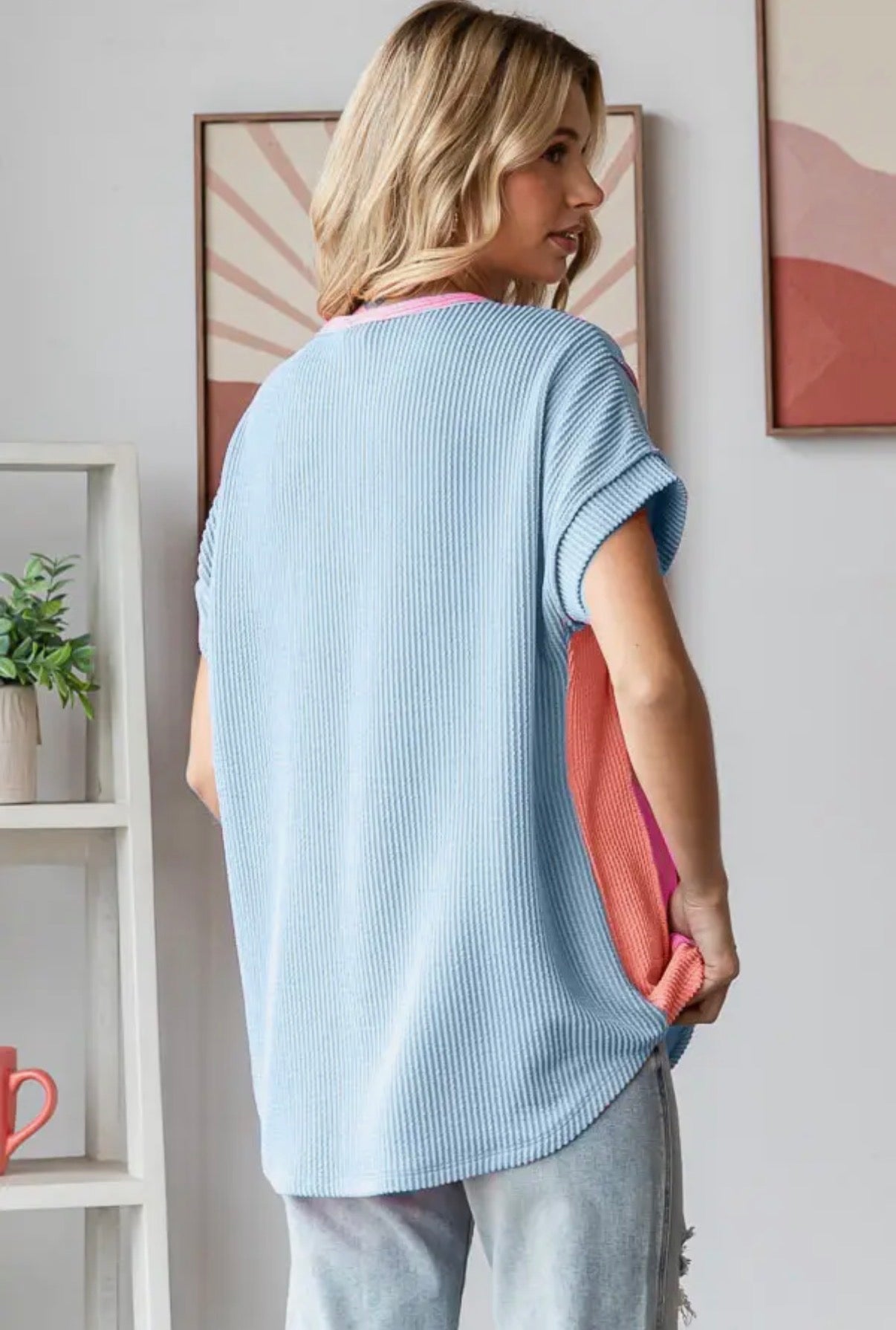 Cotton Candy Colorblock Ribbed Top