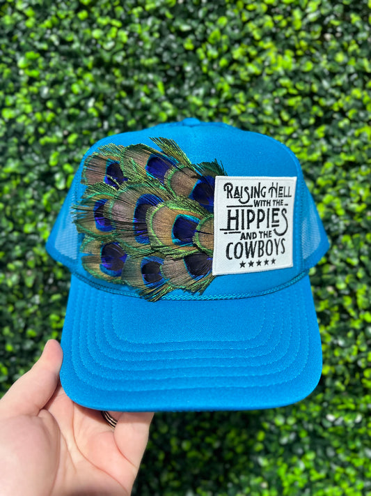 Hippies & Cowboys Peacock Trucker Hat