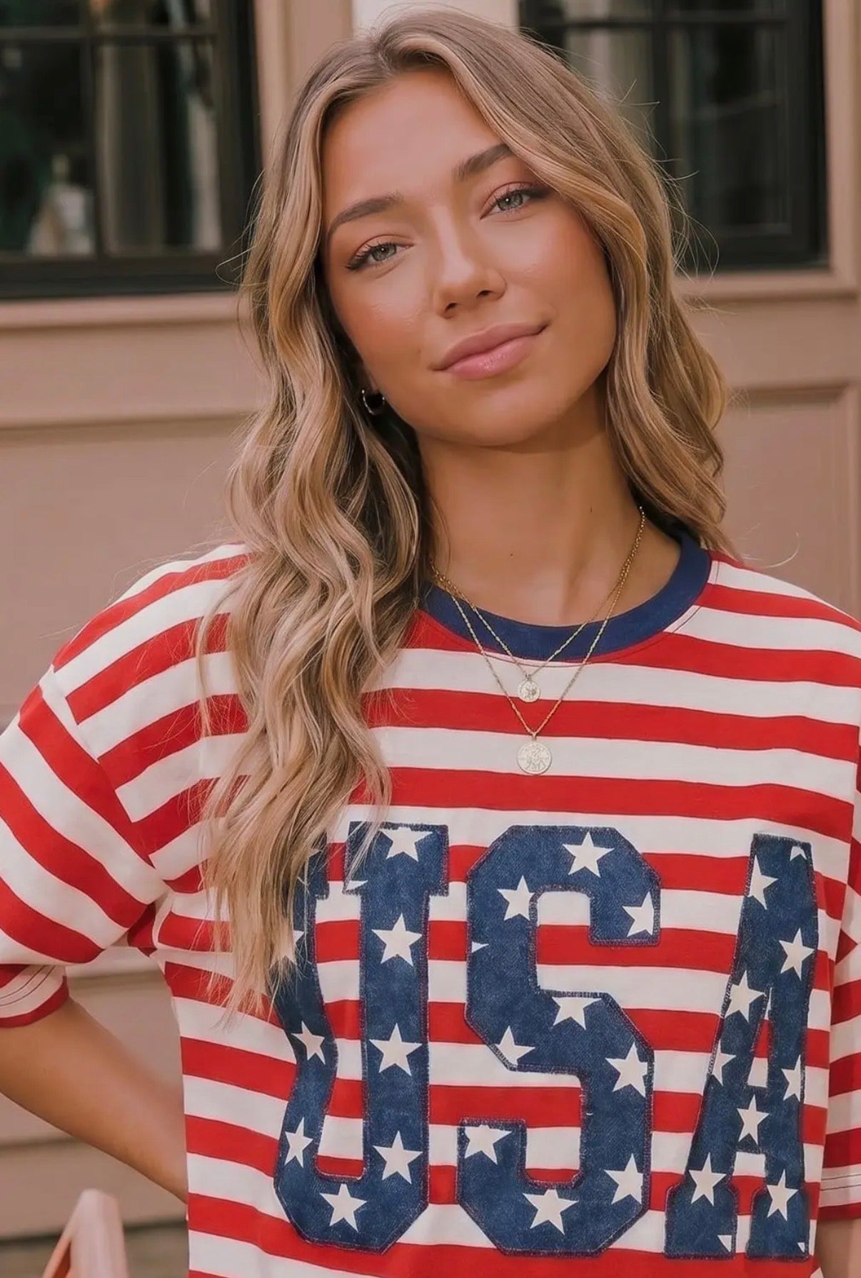 Red Stripe USA Top