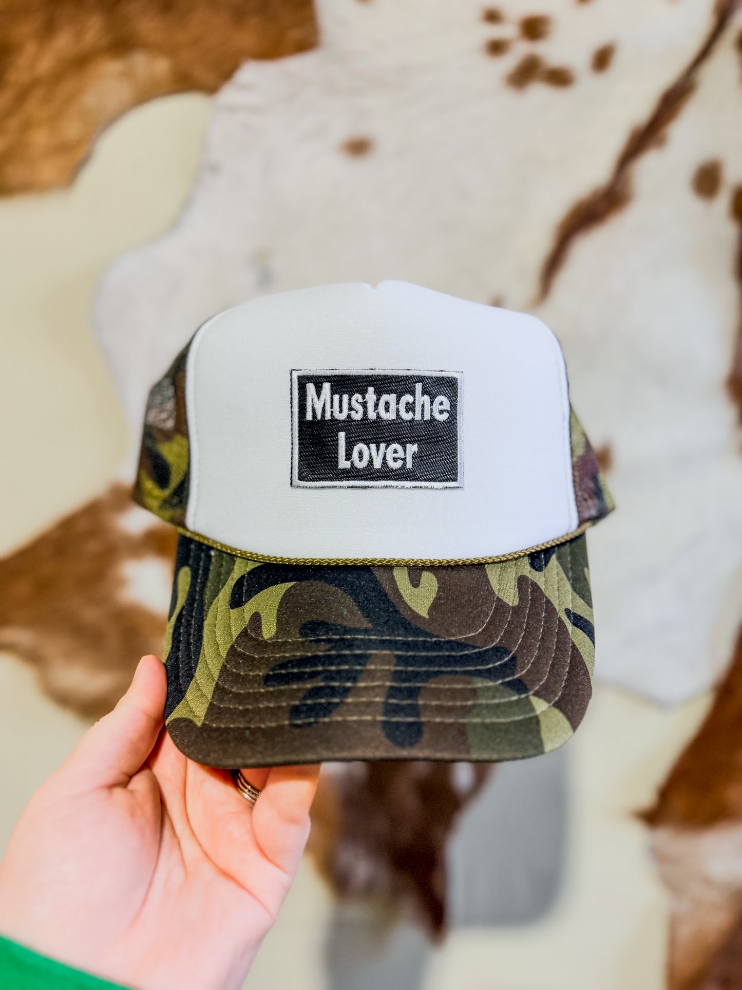 Mustache Lover Camo Trucker Hat