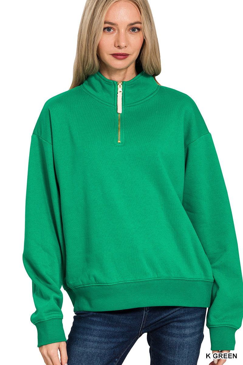 Kelly Green Fleece 1/4 Zip Pullover
