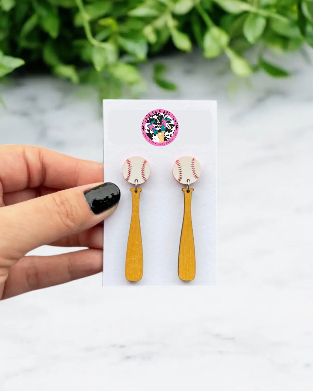 Baseball Bat Dangle Earrings