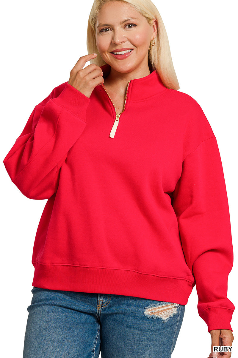 Ruby Red Fleece 1/4 Zip Pullover