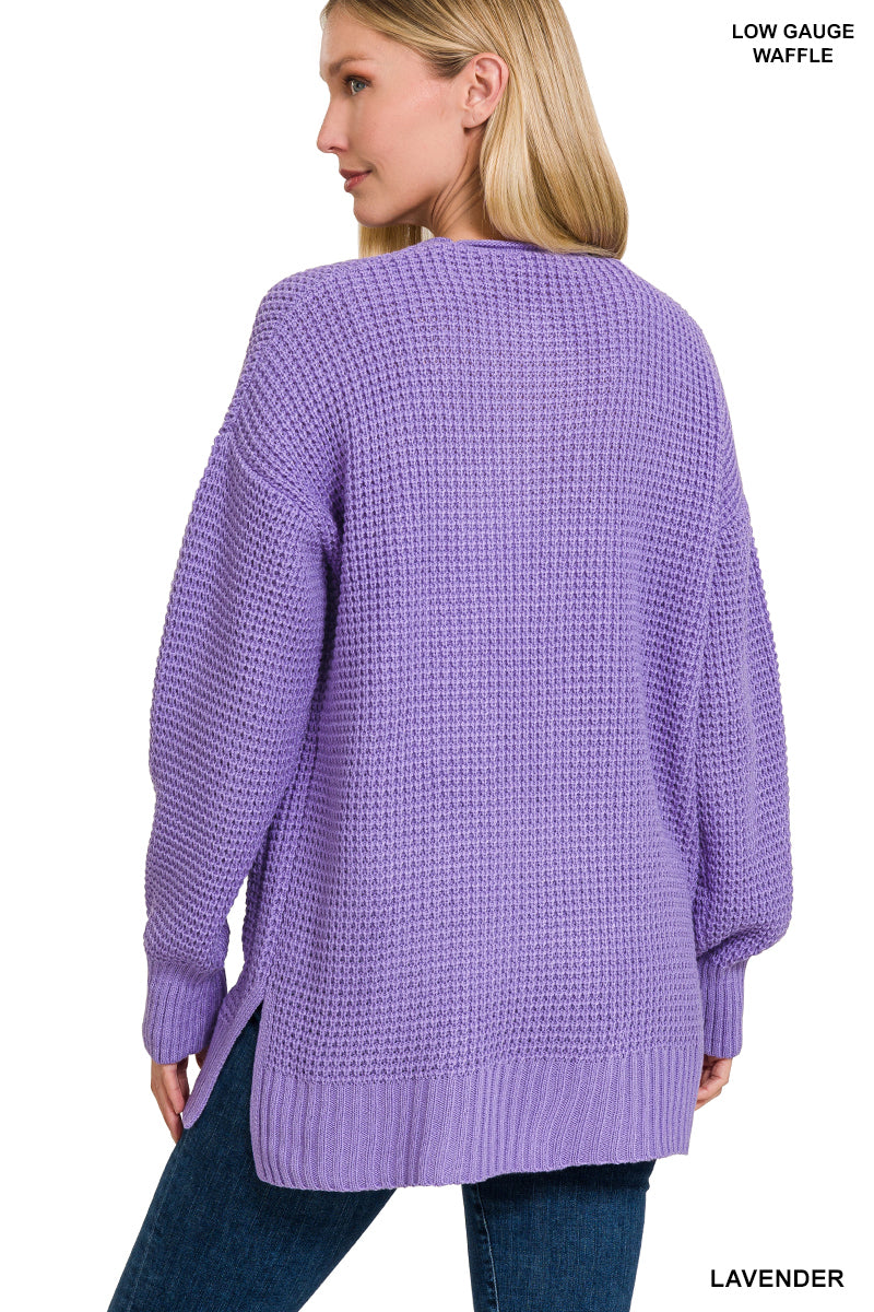 Lavender Waffle Knit Cardigan