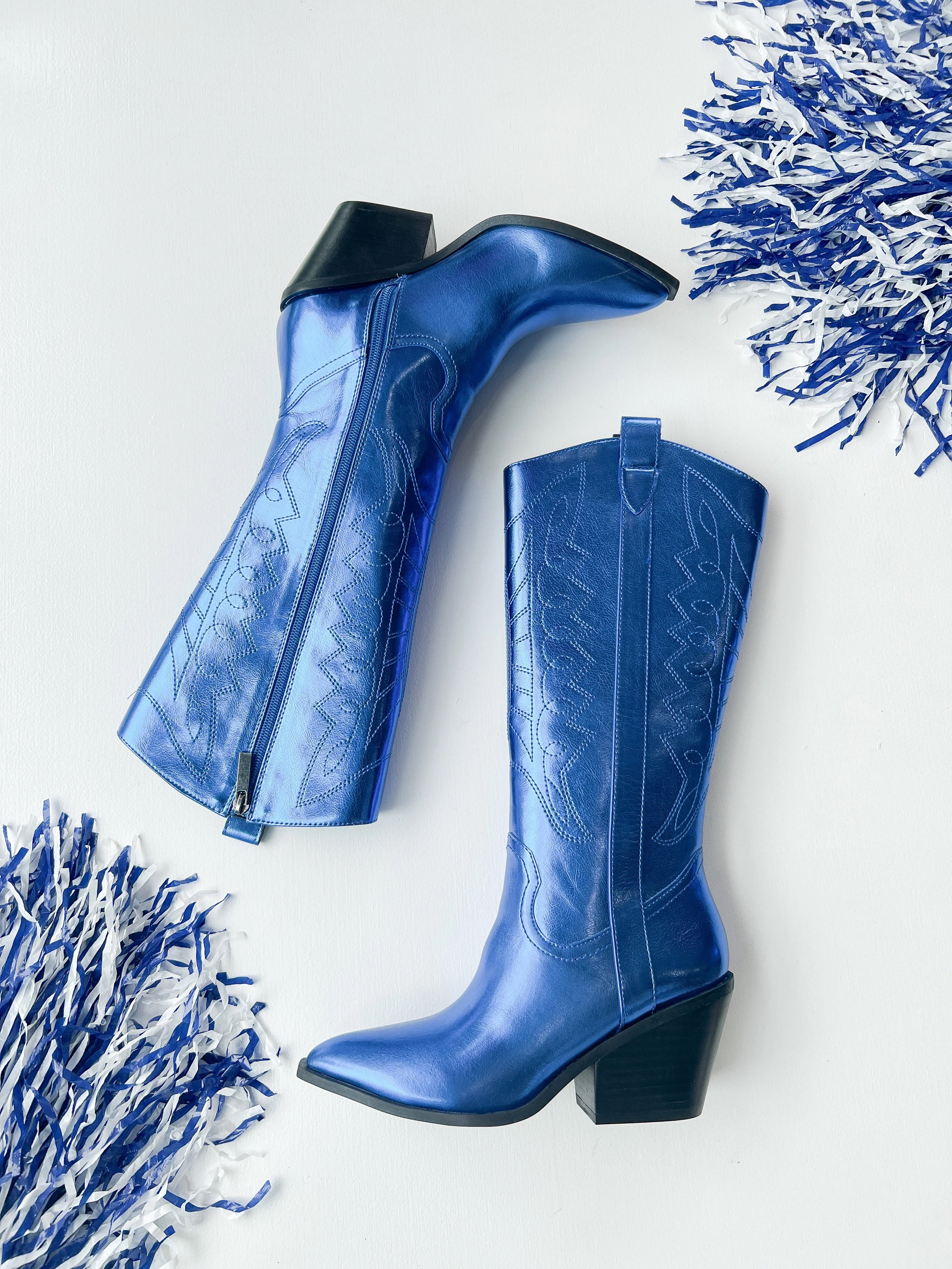 Electric blue fashion booties