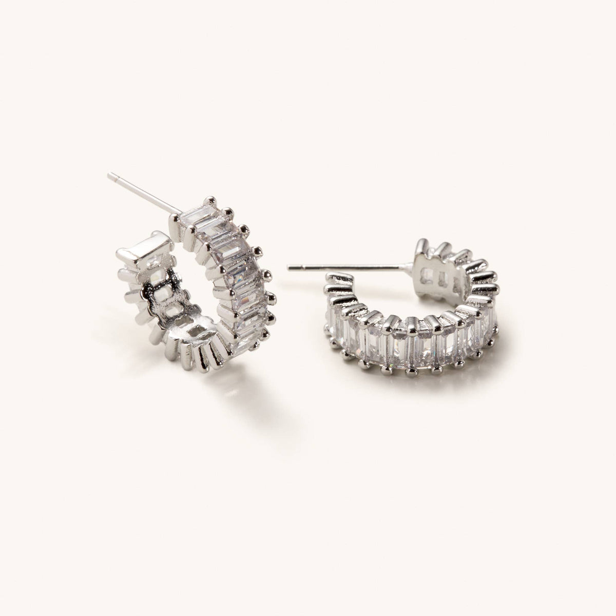 Esther Silver Crystal Hoops