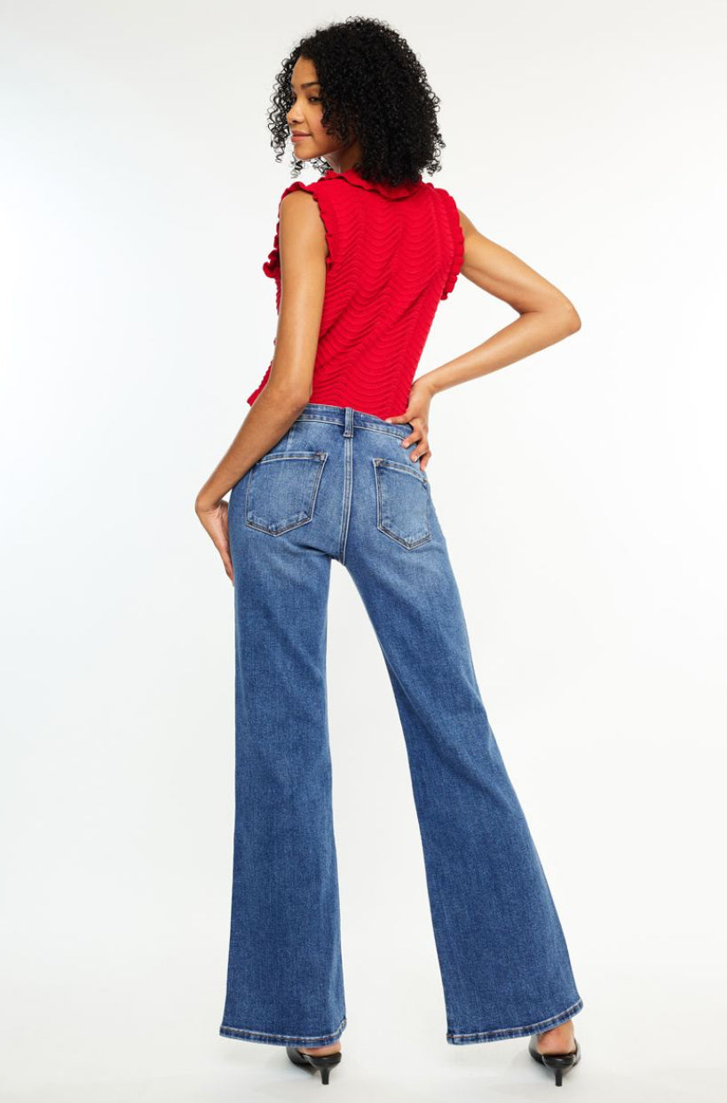 KanCan Rita Mid Rise Petite Wide Leg Jeans