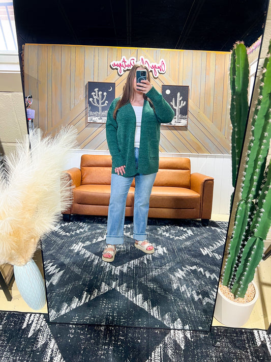 Dark Green Sweater Cardigan