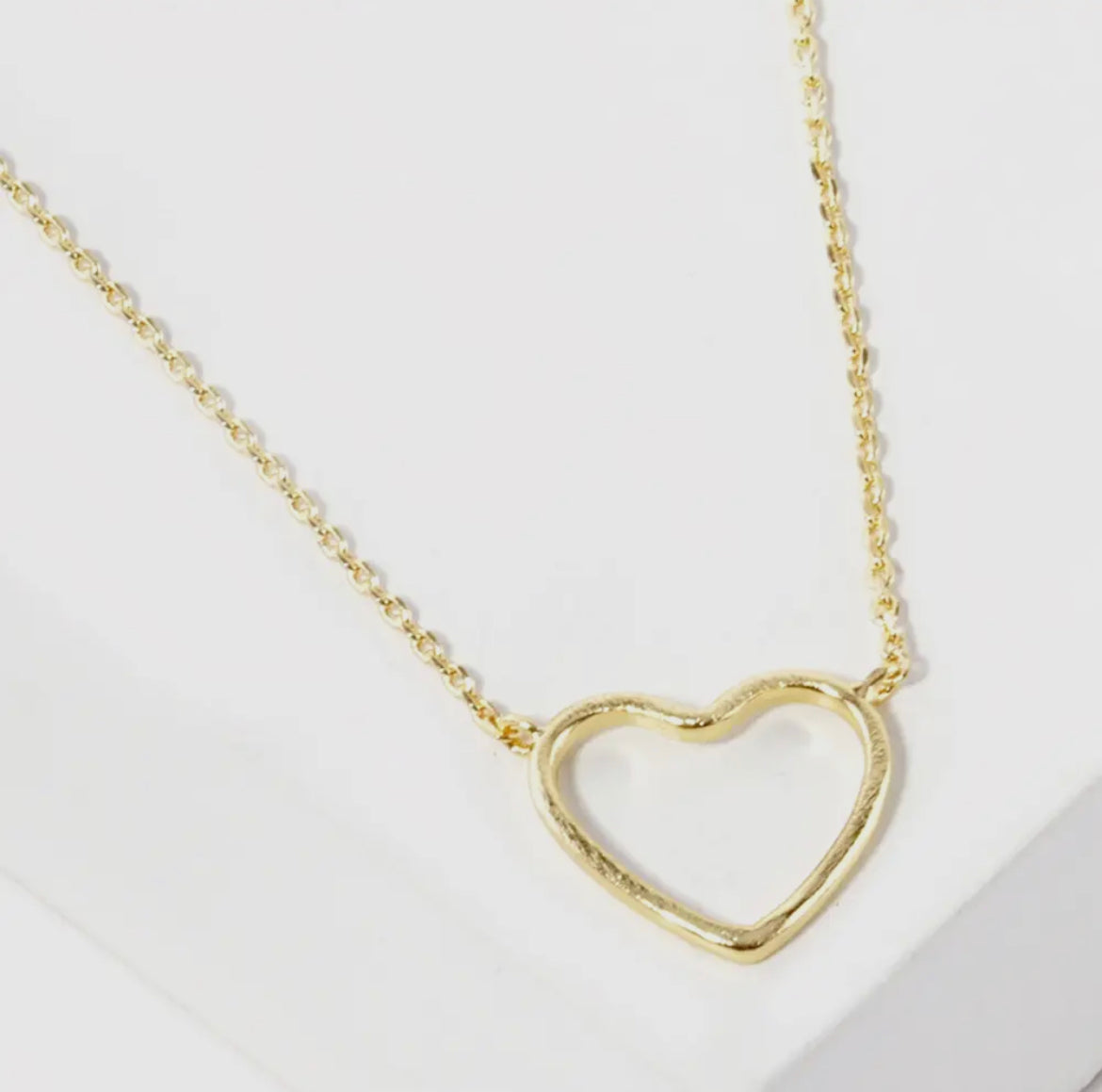 Gold Open Heart Pendant Necklace