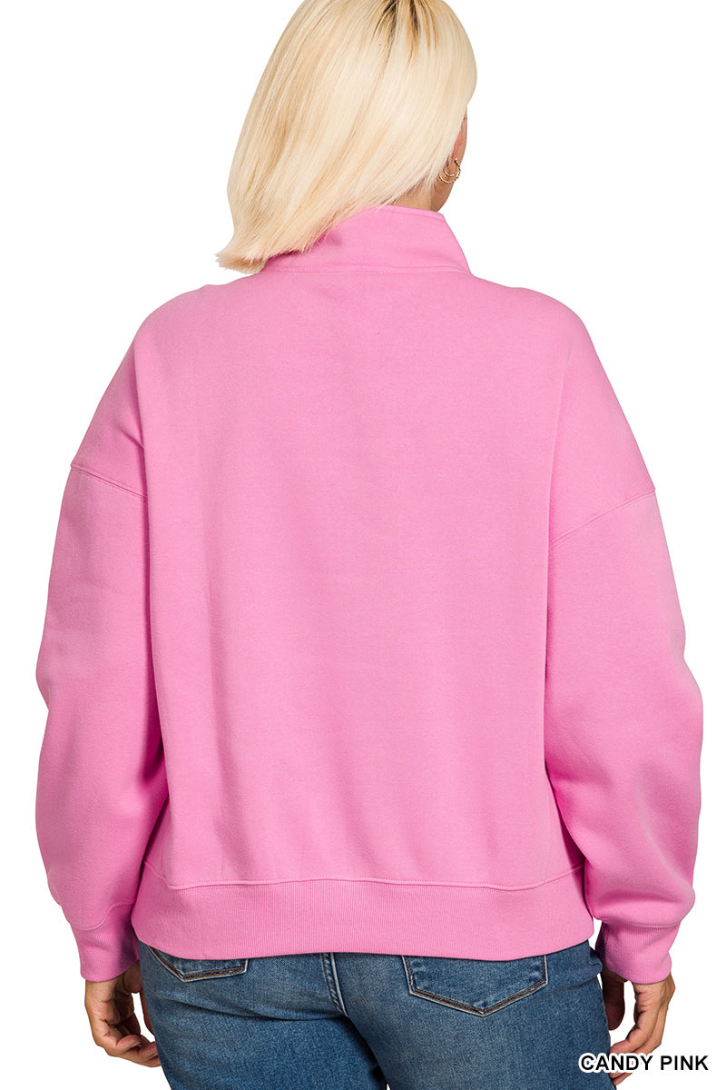 Candy Pink Half Zip Pullover
