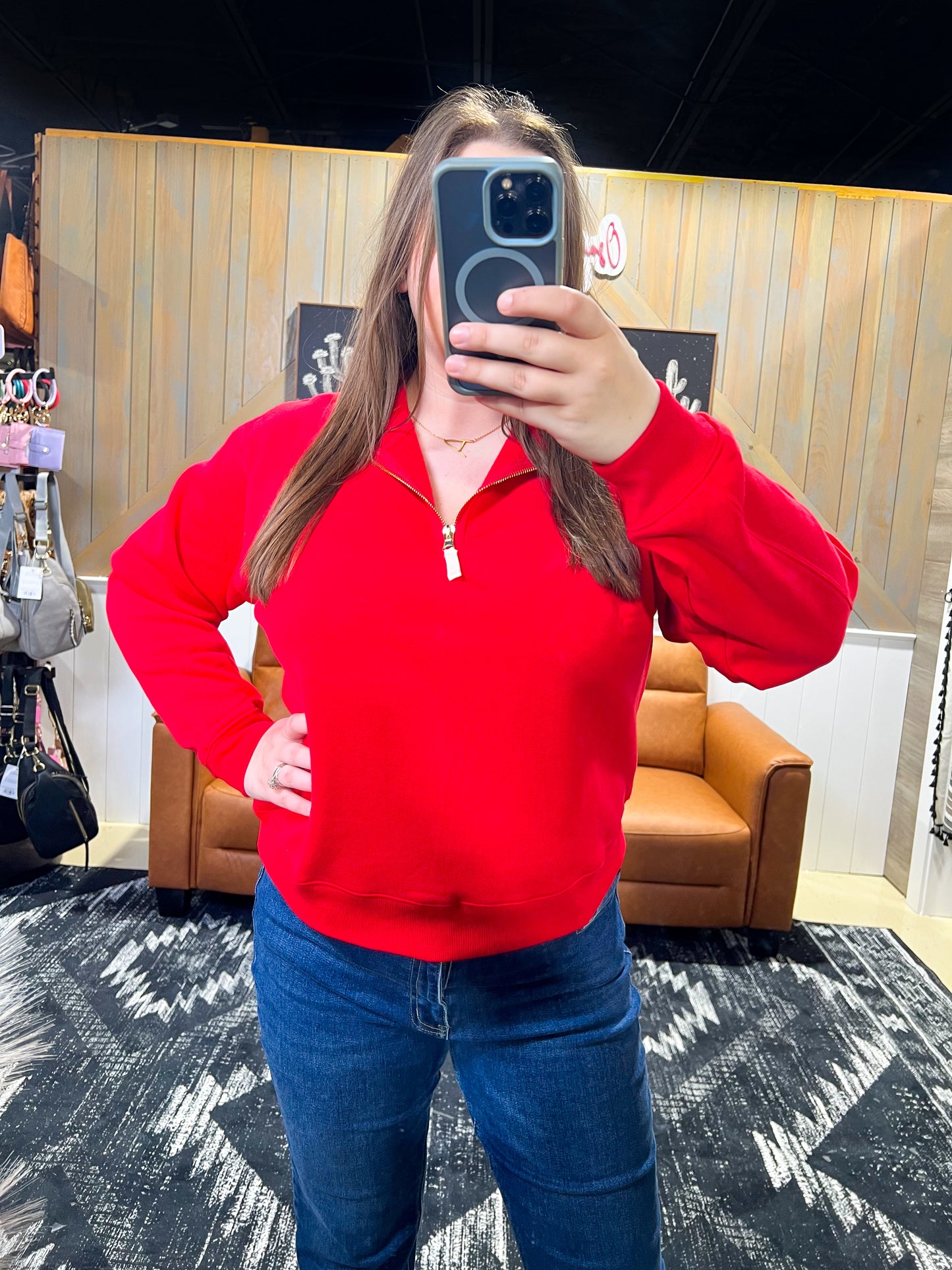 Ruby Red Fleece 1/4 Zip Pullover