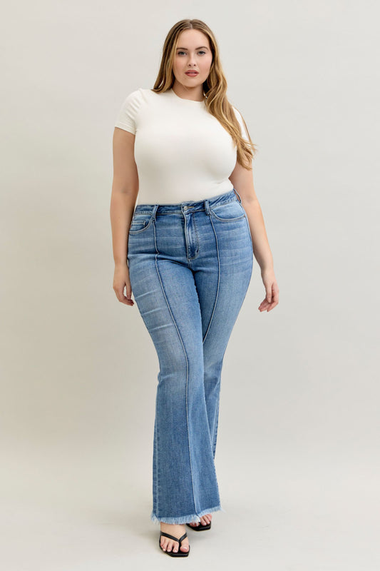 SIZE 18W Judy Blue Gracie High Rise Front Pintuck Flare Jeans (JB 82687)