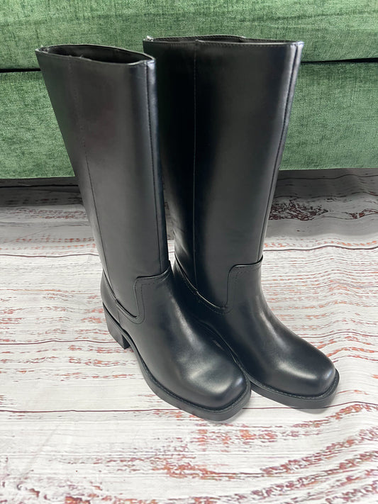 Belvin Black Tall Faux Leather Boots