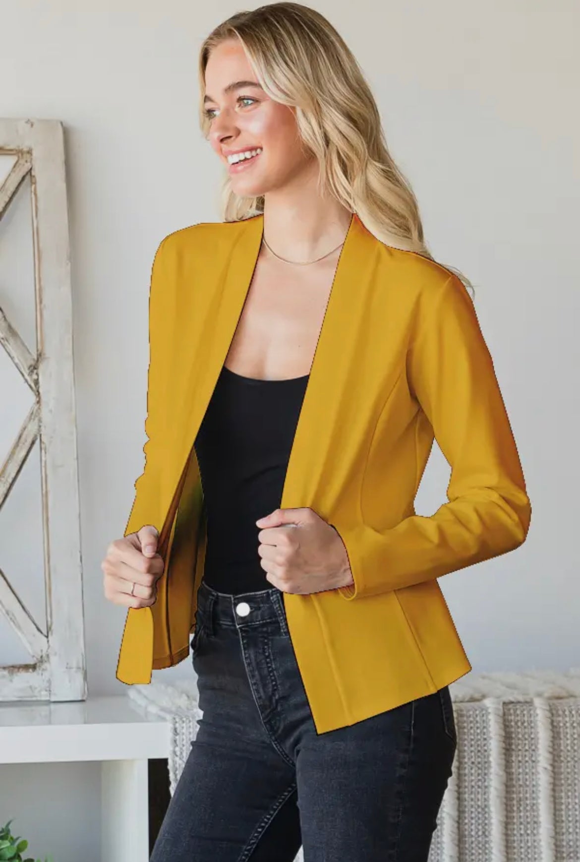 Solid Mustard Blazer