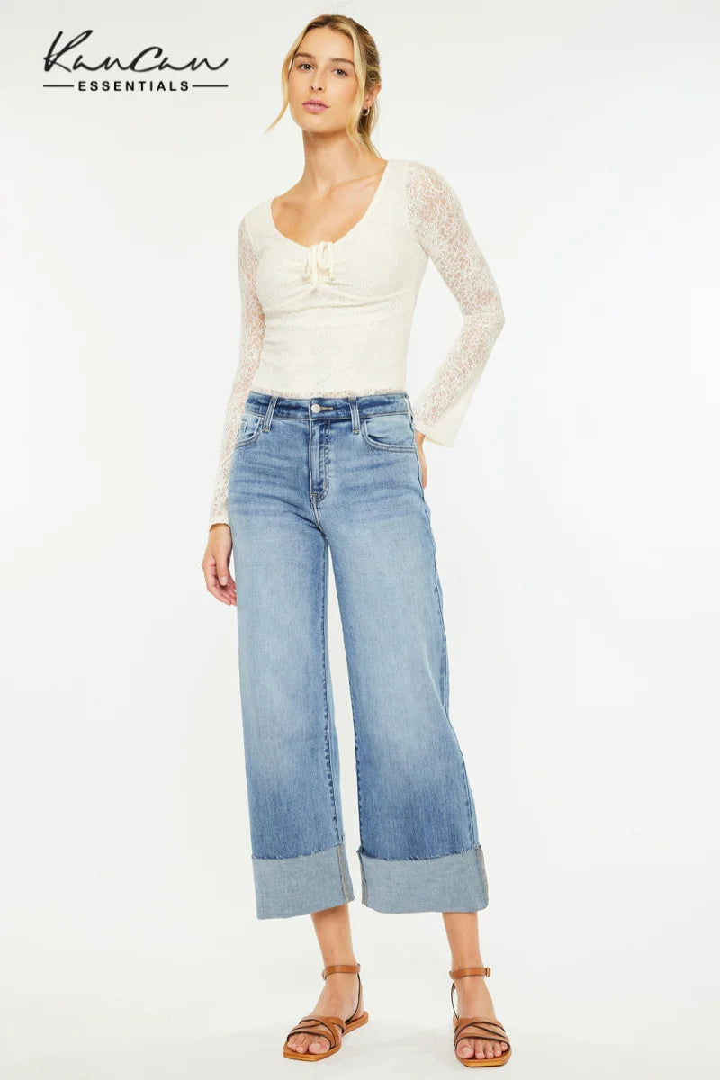 KanCan Leslie High Rise Crop Wide Leg Jeans (KC 20082)