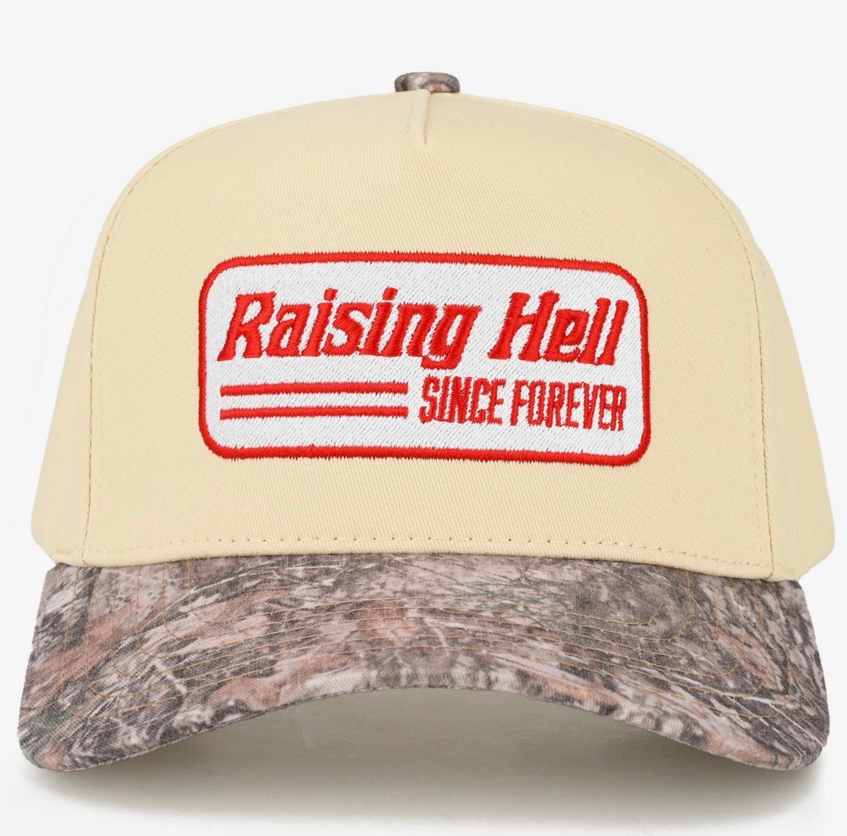 Camo Raising Hell Embroidered Trucker Hat