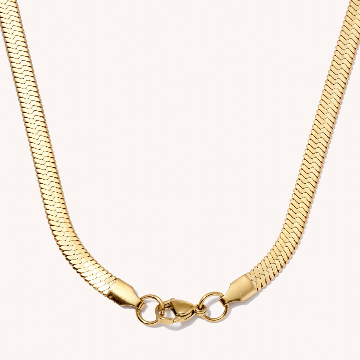 Gold Herringbone Necklaces: Wide 5MM