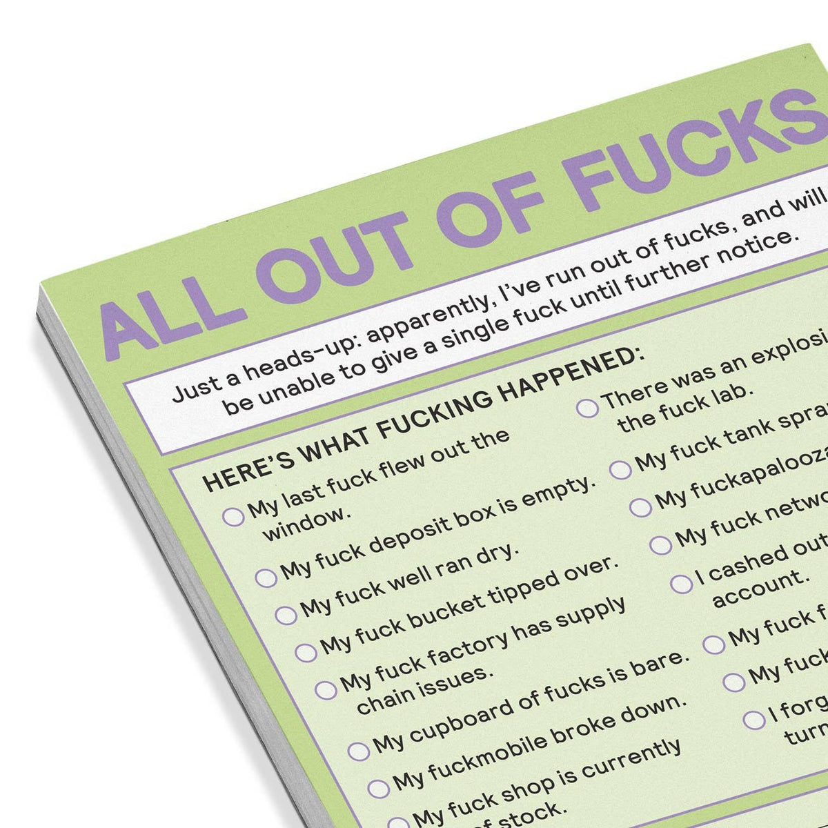 All Out of F*cks Nifty Note
