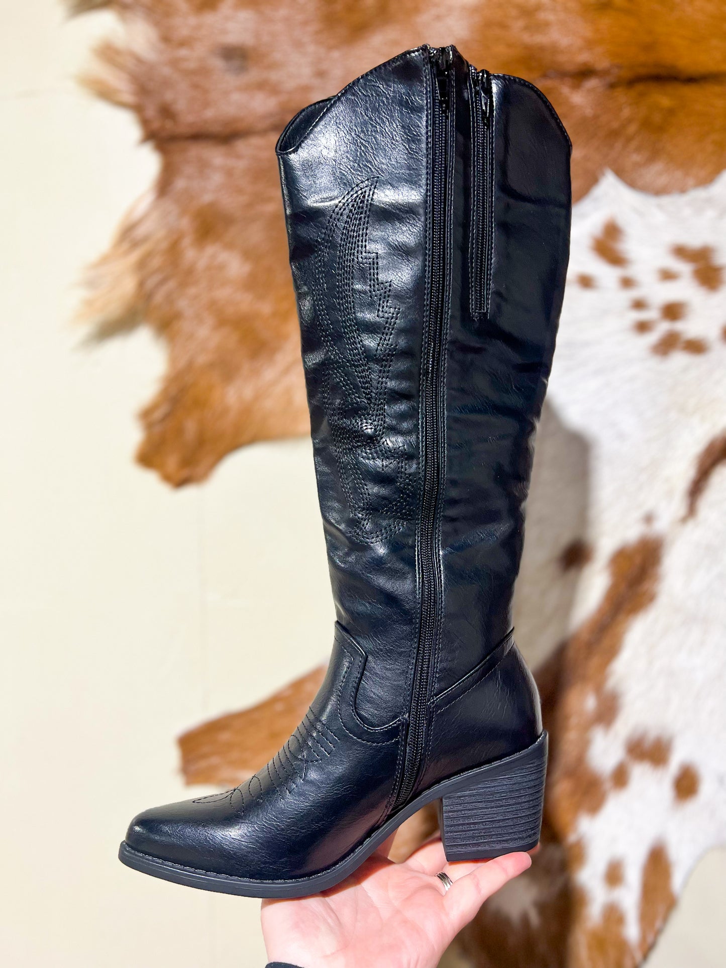 Shania Black Tall Boots