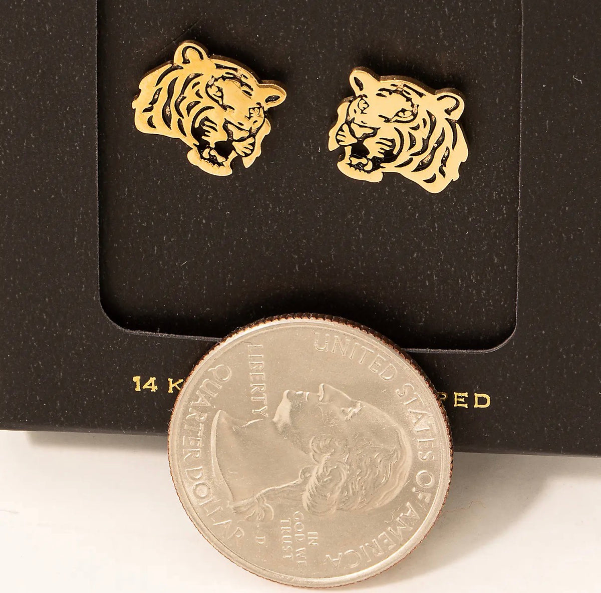 Gold Tiger Stud Earrings